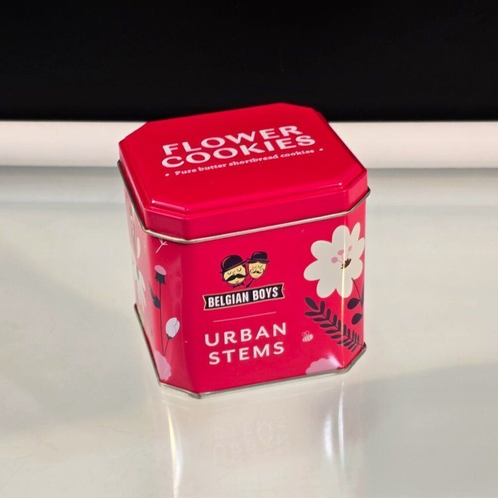 Belgian Boys Empty Tin Flower Cookies Box